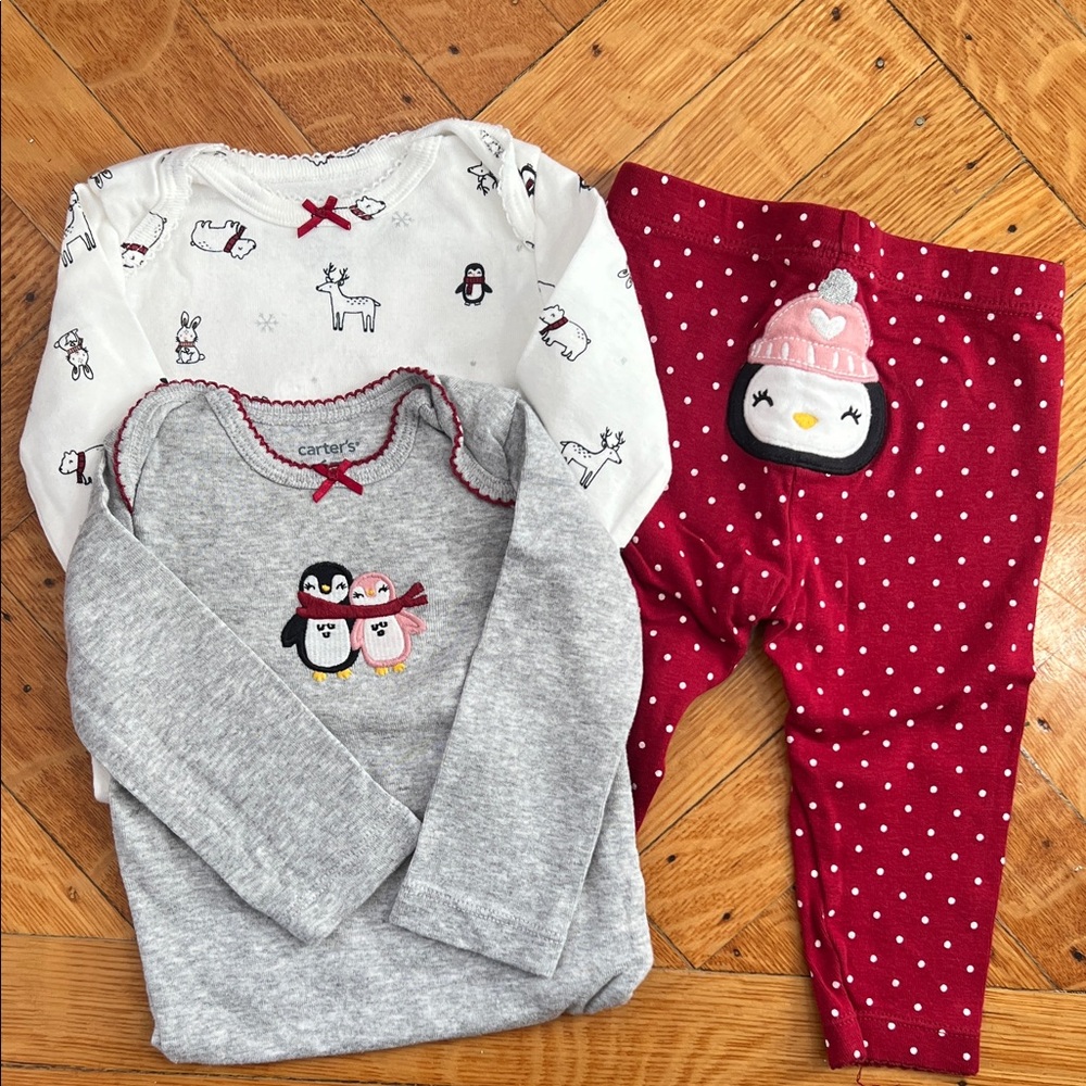 Carter's Kids Pajama Set - White, Gray, and Red
